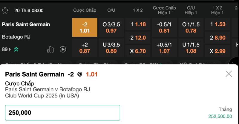 Cách tính tiền khi chơi kèo chấp 2 trái