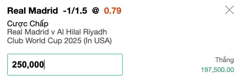 Cách tính tiền khi cược kèo 1.25